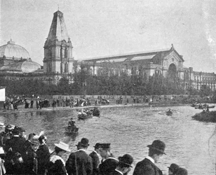 A View of the Alexandra Palace from a Corner of the Lake